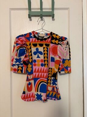 NOOWORKS Puff Sleeve Top : Congdon print XS